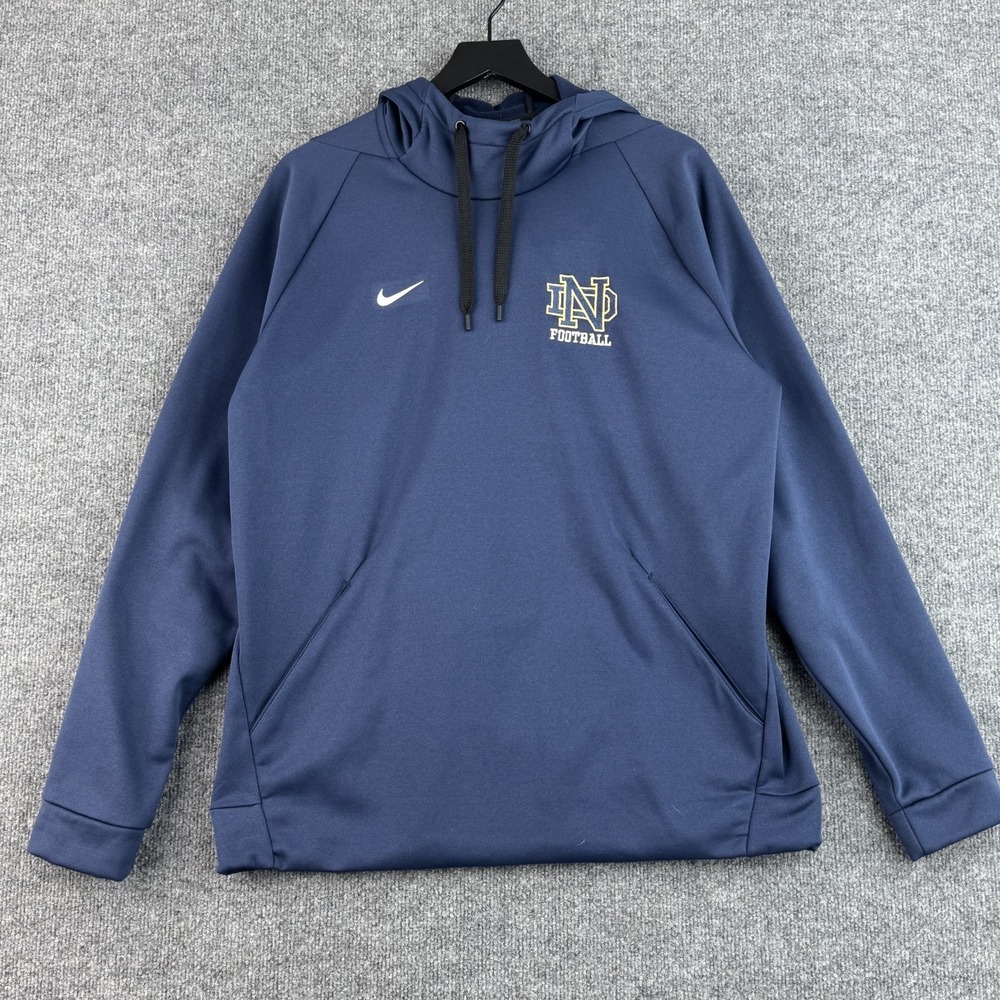 Nike Hoodie Mens L Navy Notre Dame Fighting Irish Football Dri-FIT Pullover